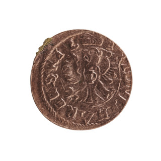 Szelag forgery from the period; obverse: Prussian eagle with monogram IC on its chest; rim between