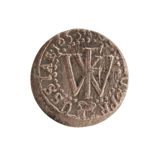 szelag; obverse: Prussian eagle bearing on its chest a monogram composed of the letters IC; rim
