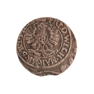 szelag; obverse: Prussian eagle with a monogram composed of the letters IC on its chest; rim