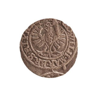 szelag; obverse: Prussian eagle with monogram 'IC' on its chest; rim inscription between pearl
