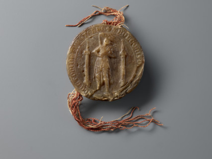 Round wax seal of Bolko II the Little (Duke of Jawor-Swidnica; 1326–1368). On-foot wax seal with