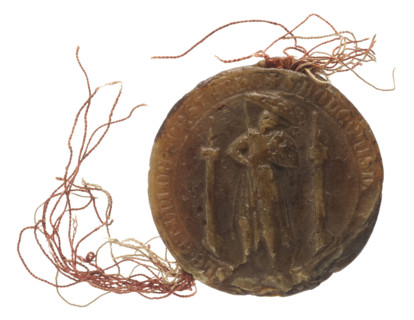 Round wax seal of Bolko II the Little (Duke of Jawor-Swidnica; 1326–1368). On-foot wax seal with