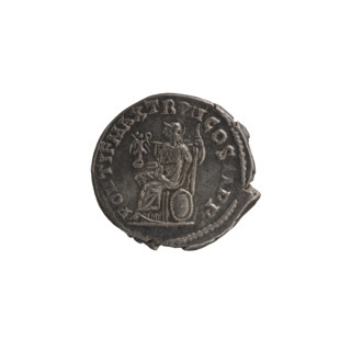Denarius of Alexander Severus (reigned 222–235). Obverse: bust of the emperor right. Reverse: Roma