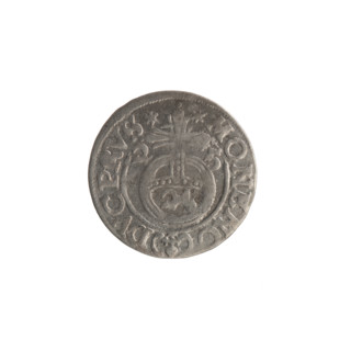 One-and-a-half coin, Ernest Pfahler; Wislica hoard; obverse: under the ducal mitre a five-field