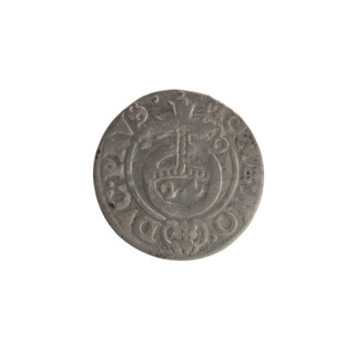 One-and-a-half (coin), Ernest Pfahler, Wislica hoard (numismatic), obverse: under the ducal mitre a