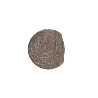 szelag, Pfahler, Ernest; the Wislica hoard (numism). Obv.: Prussian eagle with crowned letter S on
