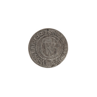 szelag (coin), obverse: Prussian eagle with crowned letter S on its chest; rim inscription