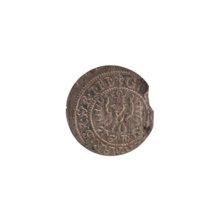 szelag by Ernest Pfahler, Wislica hoard (numism). Obverse: Prussian eagle, on its chest the crowned