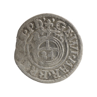 one and a half, Pfahler, Ernest, cross (iconographic), orb of rule (iconographic), George William