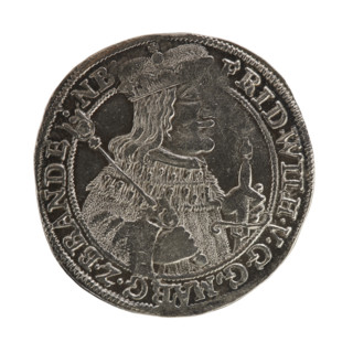 Obv.: Bust facing right in mitre and electoral mantle. Right hand holds a sceptre; left rests on a