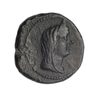 Bronze coin, Phanagoria (as Agrippias); prora (iconographic). Obverse: head of a woman in a diadem