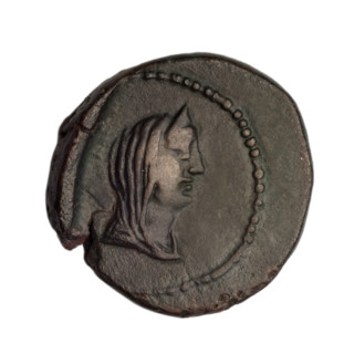 Bronze coin, Phanagoria, (as Agrippias), prora (iconographic); obverse: head of a woman in a diadem