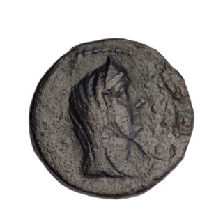 Bronze coin, Phanagoria (as Agrippias), end 1st century BC, Cimmerian Bosporus. Obverse: head of a