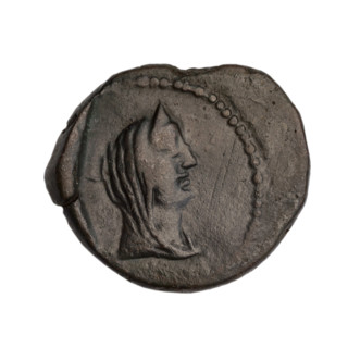 Bronze coin, Phanagoria (as Agrippias); obverse: head of a woman in a diadem and veil—Aphrodite