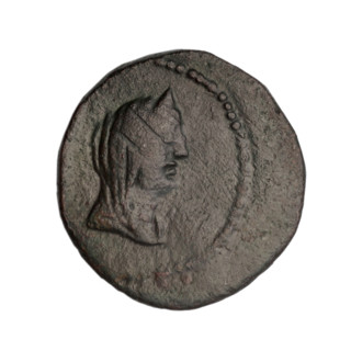 bronze coin, Phanagoria (as Agrippias), prora (iconographic); obverse: head of a woman in a diadem