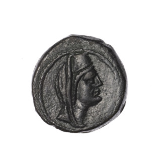 Bronze coin, Pantikapaion (as Kaisarea), end of the 1st century BC, Cimmerian Bosporus. Aw: woman's