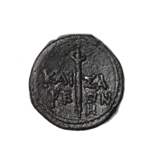 bronze coin, Pantikapaion (as Kaisarea), scepters, woman's head (iconographic), woman's head in