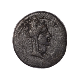 Bronze coin, Pantikapaion (as Kaisarea), end of the 1st century BC, Cimmerian Bosporus. Obverse:
