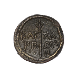 bronze coin, Pantikapaion (as Kaisarea); obverse: woman's head in kalathos and veil (Aphrodite