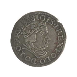 Gdansk trojak, Sigismund I the Old (king of Poland; 1467–1548). Obv.: Crowned male bust in profile