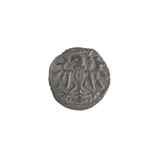 Gdansk denarius, Sigismund II Augustus (King of Poland; 1544–1572). Obverse: eagle of Royal Prussia