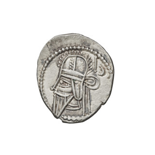 drachma, Vologases V (191–208). Obv.: head of Vologases V in tiara, king facing left. Rev.: Arsakes