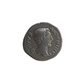 Denarius, posthumous issue after Antoninus Pius (86–161) showing head of Antoninus Pius bare to