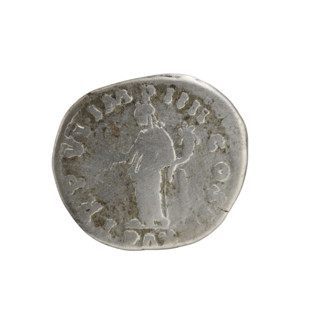 Denarius of Lucius Verus (130–169; Roman emperor 161–169). Obverse: Head of Lucius Verus in laurel