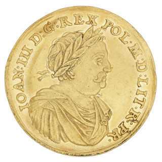 Crown Double Ducat, Jan III Sobieski (King of Poland; 1674–1696), minted in Bydgoszcz. Obv.: Bust