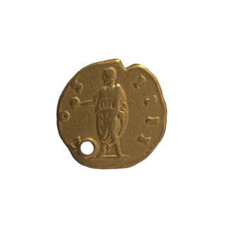 Aureus (with a hole), Antoninus Pius (86–161; Roman emperor 138–161) (issuer); obverse: head of the