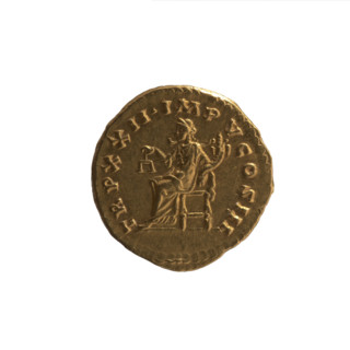 Aureus depicting Marcus Aurelius (121–180; Roman emperor 161–180) as issuer and head; obverse: Head