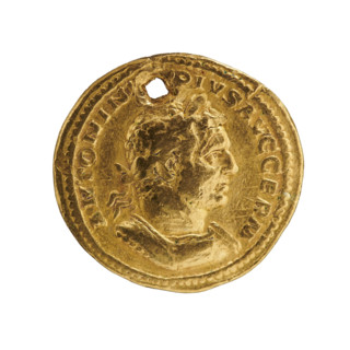 Aureus (with hole), Caracalla (188–217; Roman emperor 198–217), issuer. Obv.: ANTONIN PIVS AVG GERM