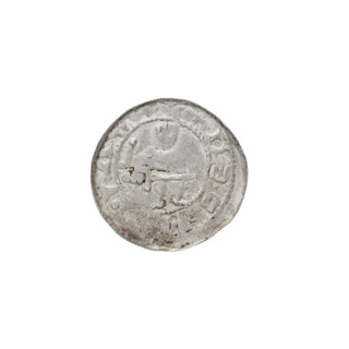 Denarius of Boleslaw II the Bold (King of Poland; reign 1058–1079). Obverse: seated figure with a