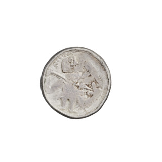 Denarius of Boleslaw II the Bold (King of Poland; reign 1058–1079). Obverse: seated figure with a