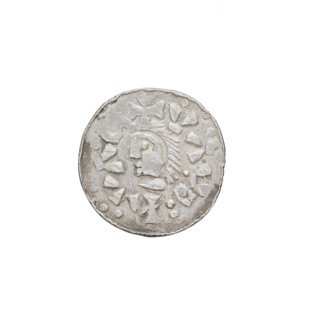 Denarius of Wladyslaw I Herman (prince of Poland; reign 1079–1102). Obverse: head of the prince