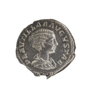 Denarius, Plautilla (ca. 185–212; Roman empress 202–205). Obverse: bust of Plautilla in drapery at