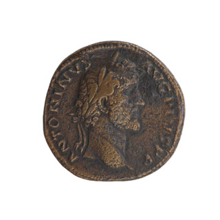 Sestertius, Antoninus Pius (86–161; Roman emperor 138–161), obverse: head of the emperor in a