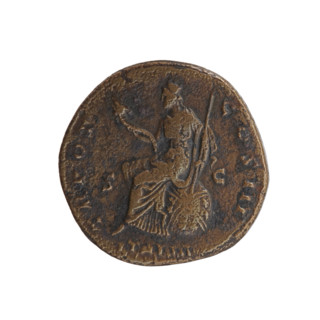 Sestertius, Antoninus Pius (86–161; Roman emperor 138–161), obverse: head of the emperor in a