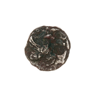Bronze coin, Pantikapaion; obverse: head of beardless Satyr to the right; reverse: protoma of