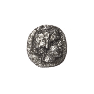 Triobol, Pantikapaion; head of beardless Satyr in ivy wreath facing right; inverted: lion