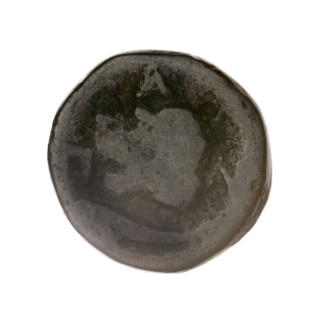 Bronze coin, Pantikapaion; obverse: head of a beardless satyr in an ivy wreath facing left;