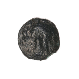 Triobol (subaerate?), Pantikapaion; obverse: head of a beardless Satyr in a willow wreath 3/4 to