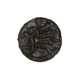 Bronze coin, Pantikapaion; obverse: head of a beardless Satyr in an ivy wreath facing left with a