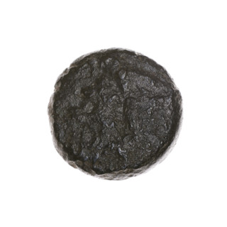 Bronze coin, Pantikapaion; obverse: head of a bearded satyr to the left; reverse: bull's head to