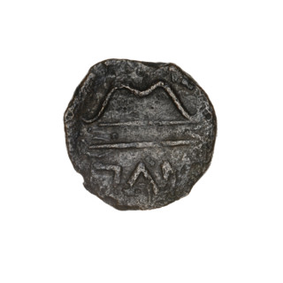 Bronze coin, obverse: head of beardless Satyr in ivy wreath facing left; reverse: bow and arrow