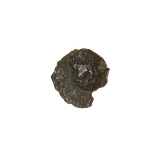 Bronze coin, Pantikapaion; obverse: head of a bearded Satyr in an ivy wreath facing right; reverse: