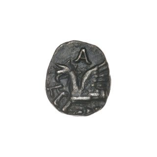 Drachma, Pantikapaion; obverse: head of Apollo in a laurel wreath to the right; reverse: protoma of