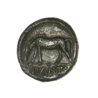 didrachma, Pantikapaion; obverse: head of a beardless Satyr in an ivy wreath facing left; reverse: