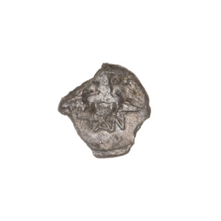triobol, Pantikapaion, head of Apollo (iconographic), spears, lion head (iconographic), Black Sea,