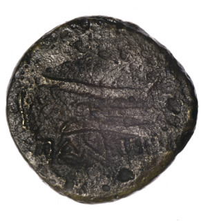 bronze coin, Pantikapaion, prora (iconographic), head of Poseidon (iconographic), trident